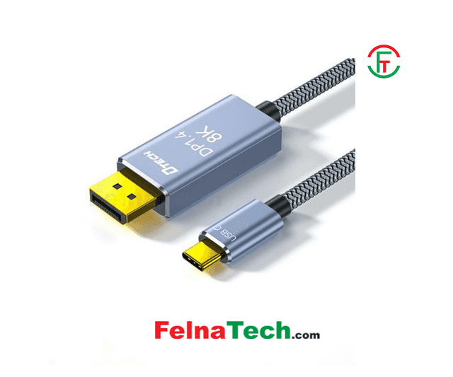 Dtech TB-2917 USB Type-C Male to DP Male 2 Meter Space Gray Cable