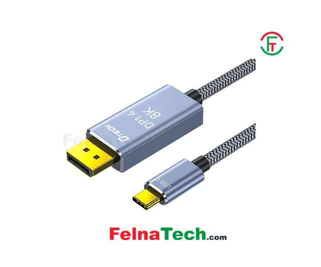 Dtech TB-2917 USB Type-C Male to DP Male 3 Meter Space Gray Cable