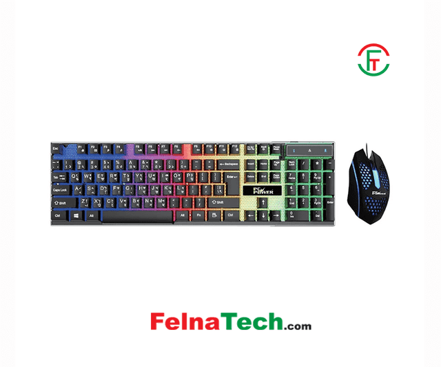 PC Power PGC801TA01 RGB Wired Gaming Keyboard Mouse Combo